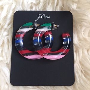 NWT J.CREW Large Hoops in Tortoise Multi Color